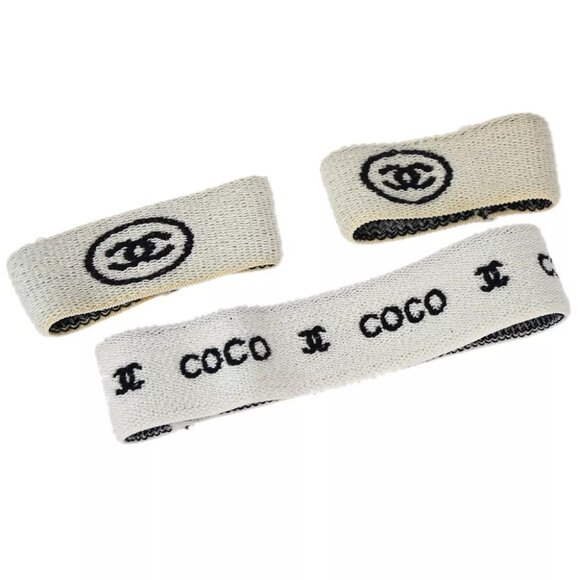 Chanel 3set Headband Wristband Hair Accessories White - Picture 1 of 4